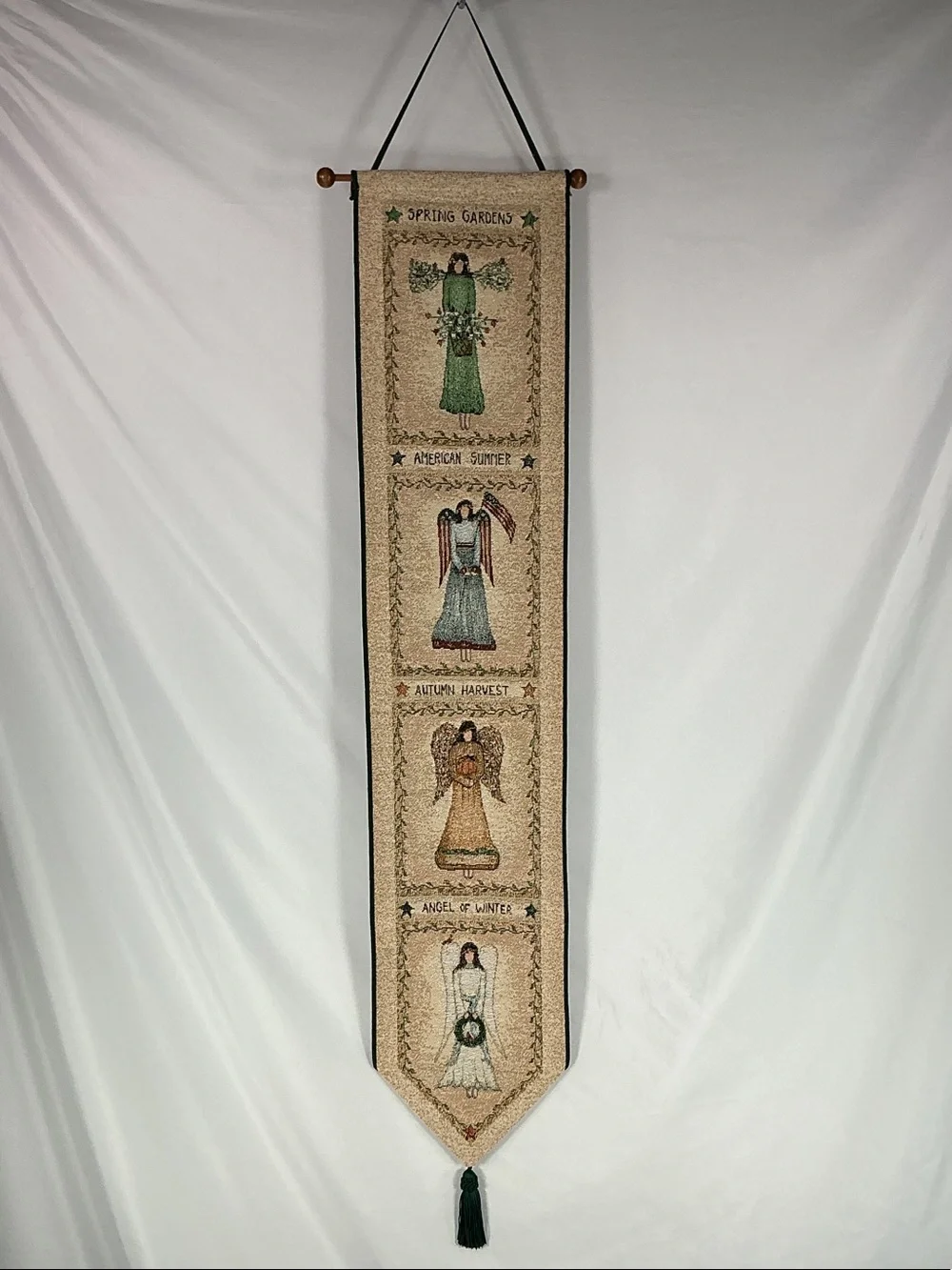 Art's Unique Seasonal Angels Vertical Bell Pull Wall Tapestry Cindy Shamlian
